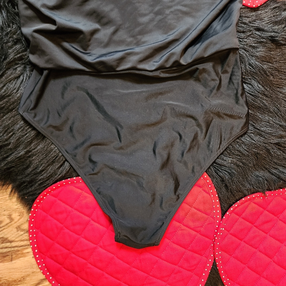 Black Bikini Set High Waisted Ruffle Swim Skirt And Crossover Push Up Tie Top M - Picture 9 of 13